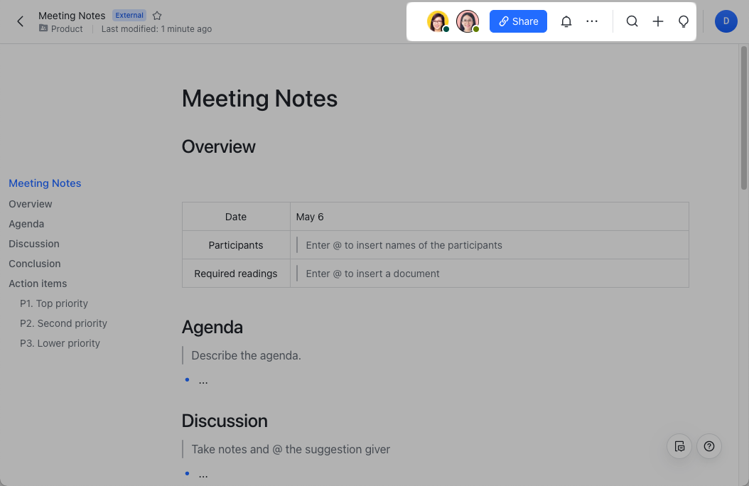 Cộng tác liền mạch trên cùng một tài liệu